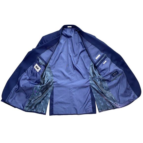 Joseph Abboud 42R Slim Fit Navy Wool Egypt Mens Blazer Suit Jacket Sport Coat - Picture 5 of 16